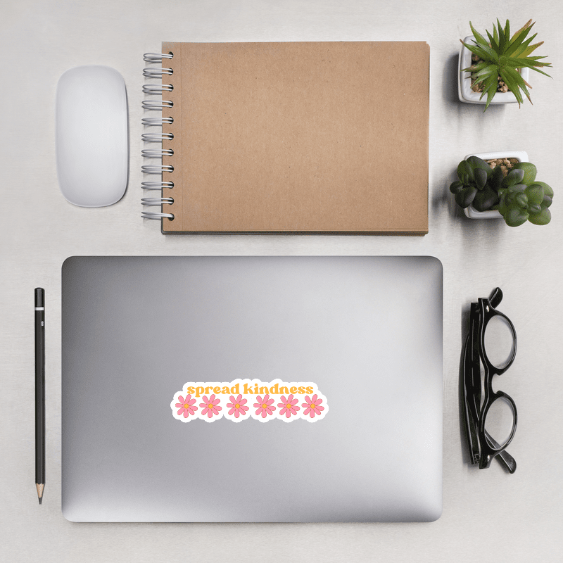 Spread Kindness Kiss Cut Sticker – Retro Daisy Inspirational Decal